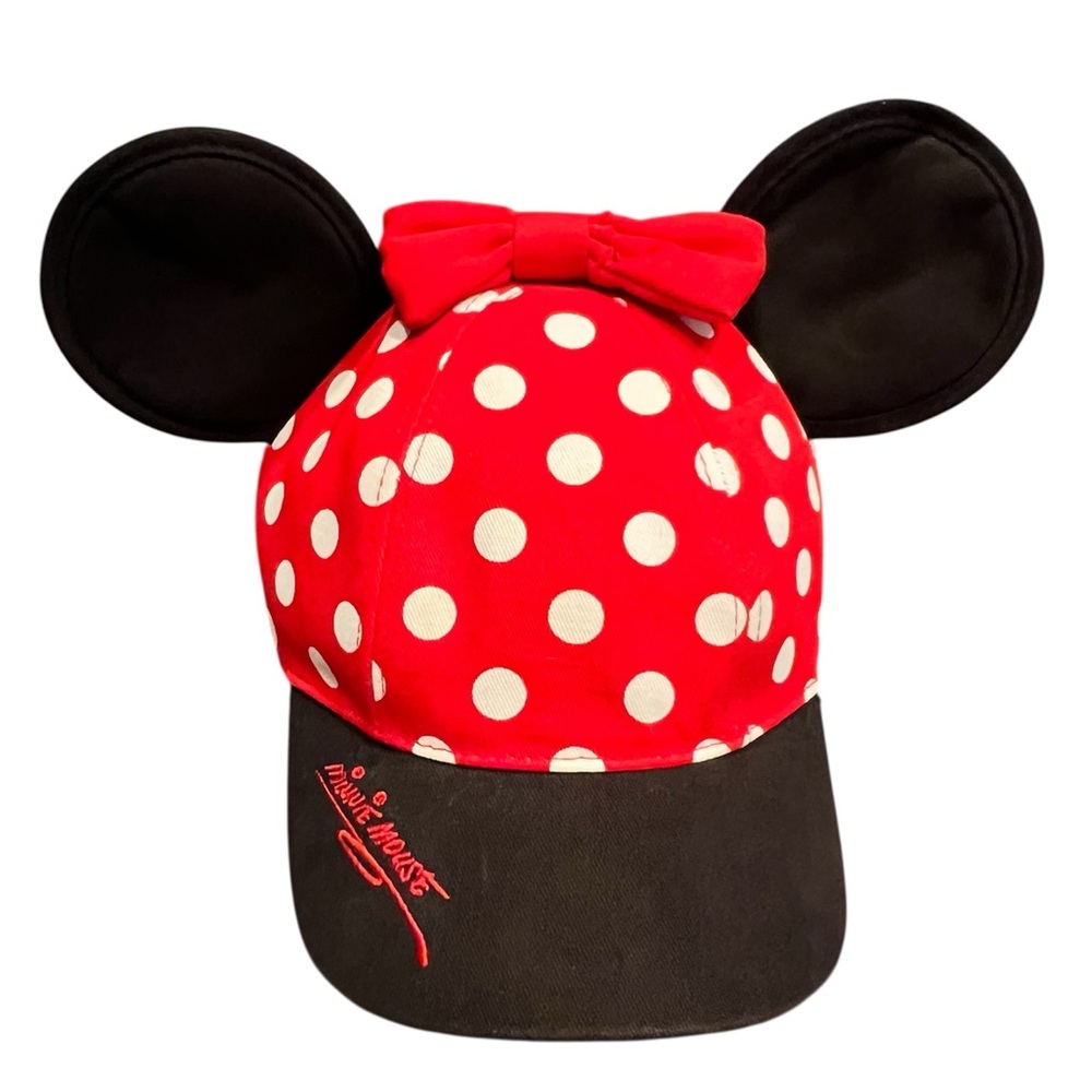 Disneyland Disney Parks Minnie Mouse Ears Hat Cap Red White Polka Dots Youth
